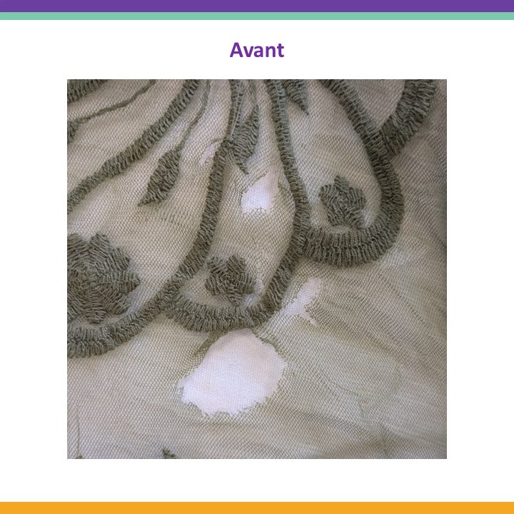 Restauration d'une broderie ancienne, avant