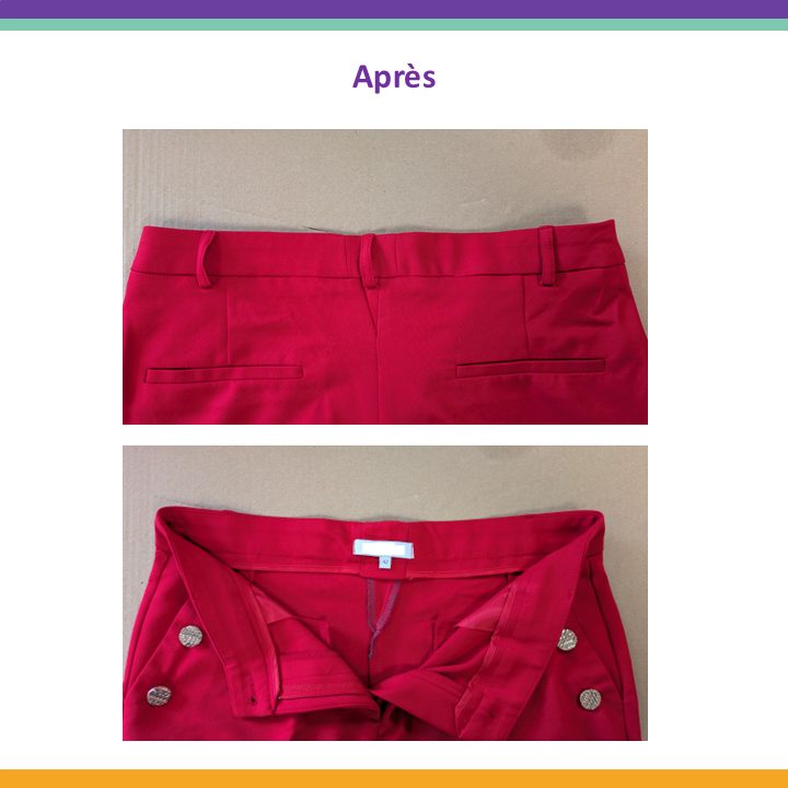Rehaussement de taille sur pantalon, après
