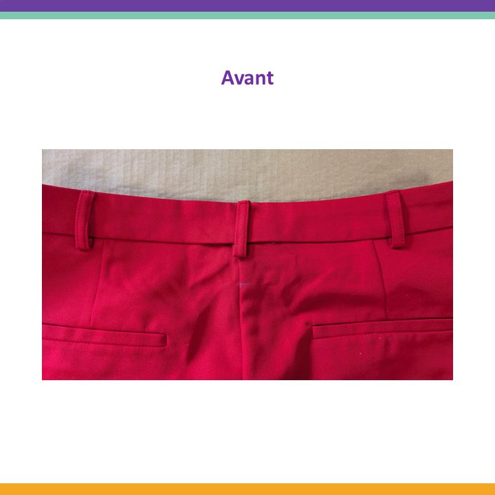 Rehaussement de taille sur pantalon, avant